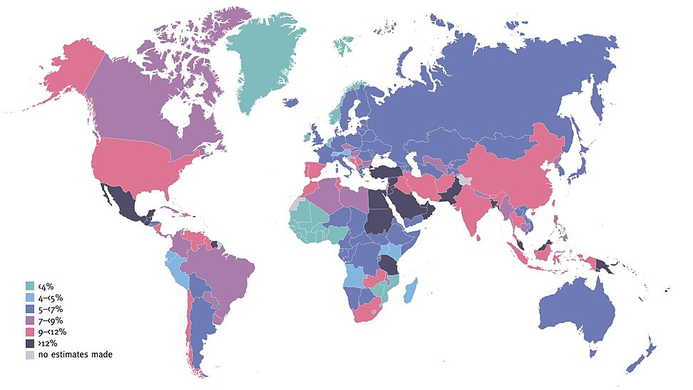 Estimated Age-Adjusted Comparative Prevalence of Diabetes in Adults in 2021