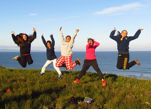 jumping for joy in nature